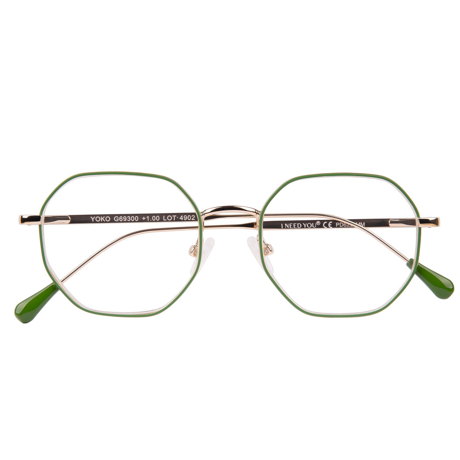 I NEED YOU Lesebrille -Yoko Grün-Gold