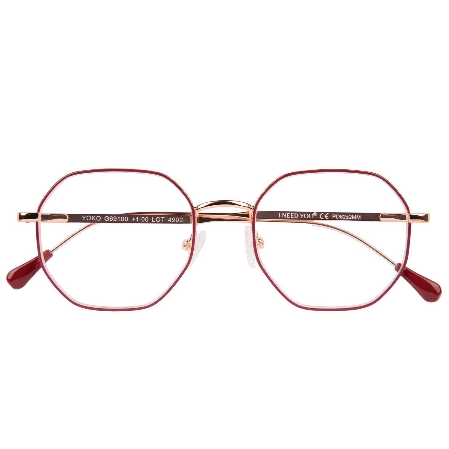 I NEED YOU Lesebrille -Yoko Rot-Kupfer